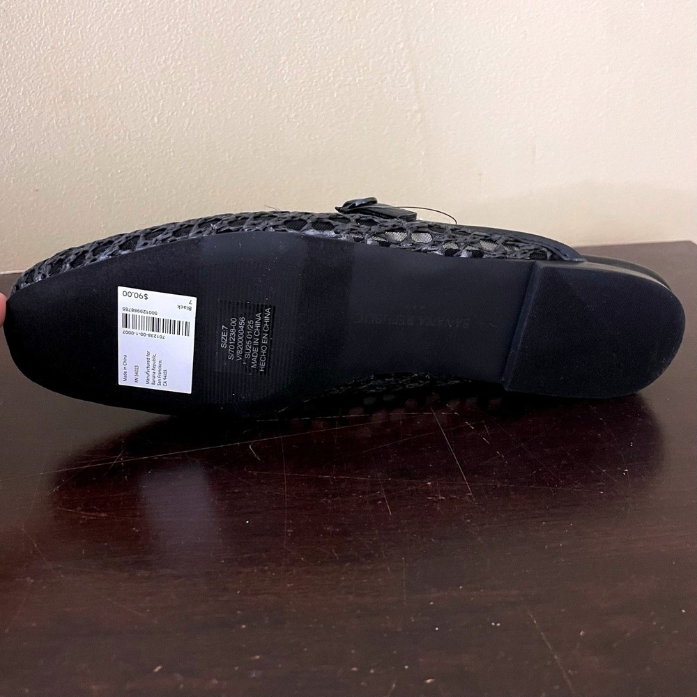 Banana Republic Womens Black Woven Mesh Mary Jane Mules Flats Size 9 - Picture 6 of 6